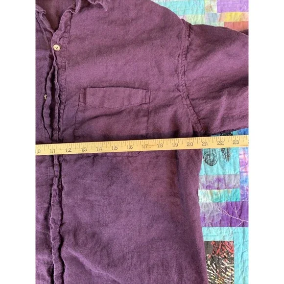 Vintage Timbuktu Station 1  100% Linen Men’s Purple Button Up Shirt - Picture 4 of 7